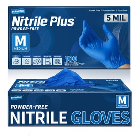 Supmedic Disposable Nitrile Gloves, 5 mil Powder-Free Latex-Free Food Safe Non-Sterile Exam Cooking Cleaning Glove (Medium)
