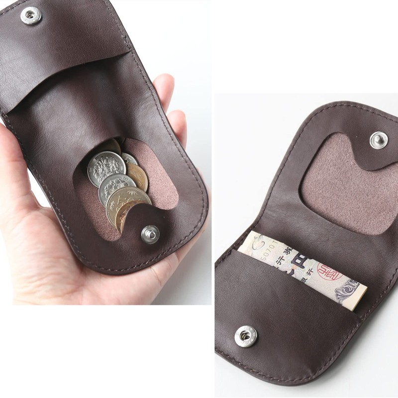 mieno Nova Leather Coin Purse, Compact, Cowhide Leather, Cover Wallet,