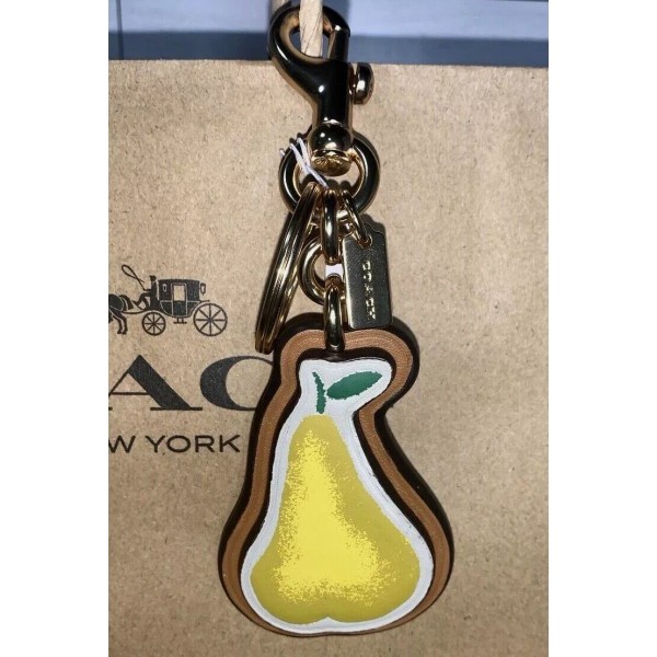 Coach Coach Pear Key Ring Bag Charm Signature Canvas and