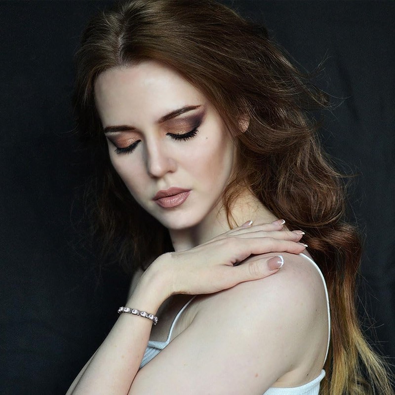 Deyanse Tennis Bracelet for Women, 18K White Gold Plated Bangles