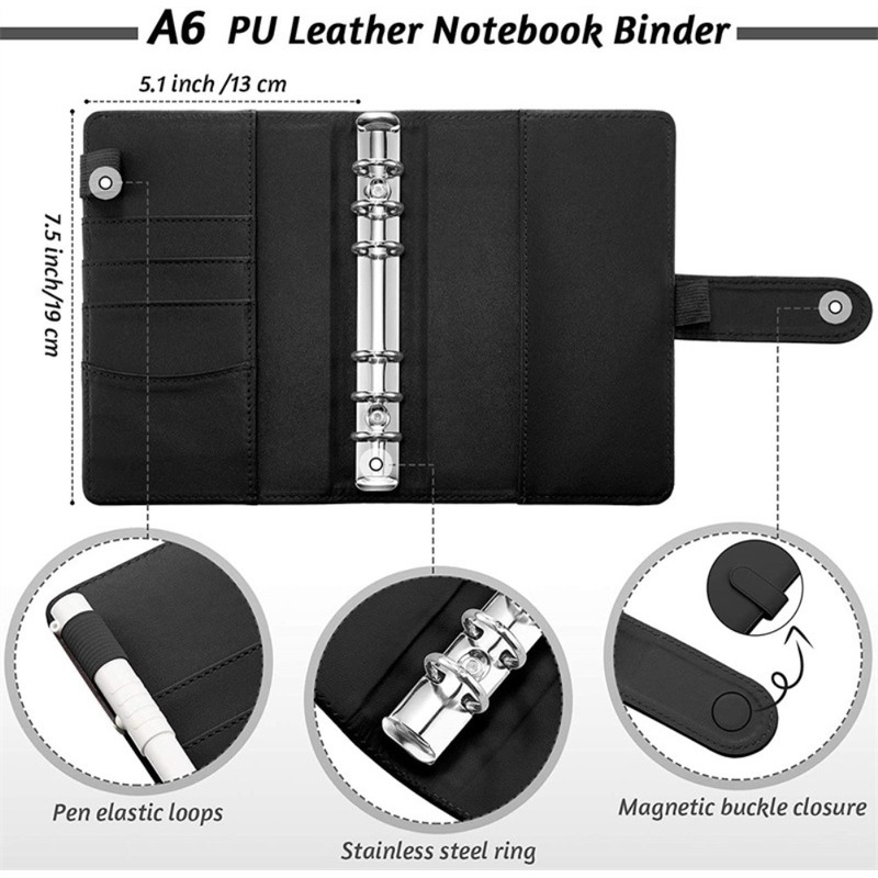 A6 PU Leather Colorful Aurora Magnetic Buckle Budget Organiser Budget