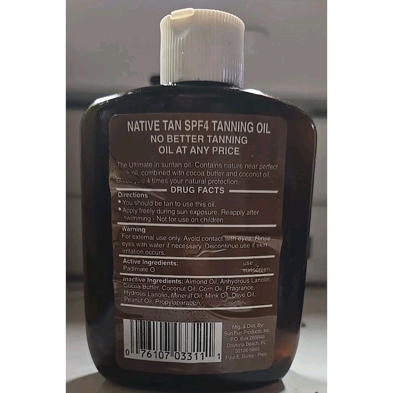 Native Tan SPF 4 Tanning Oil 6oz With Sunscreen