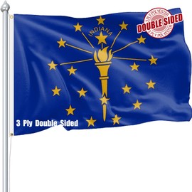 Nuibers Indiana Flag 3x5 FT Sturdy for Outside, Heavy Duty 3Ply Polyester Indiana State Flags Outdoor, Double Sided Long Lasting IN State Flag Brass Grommets