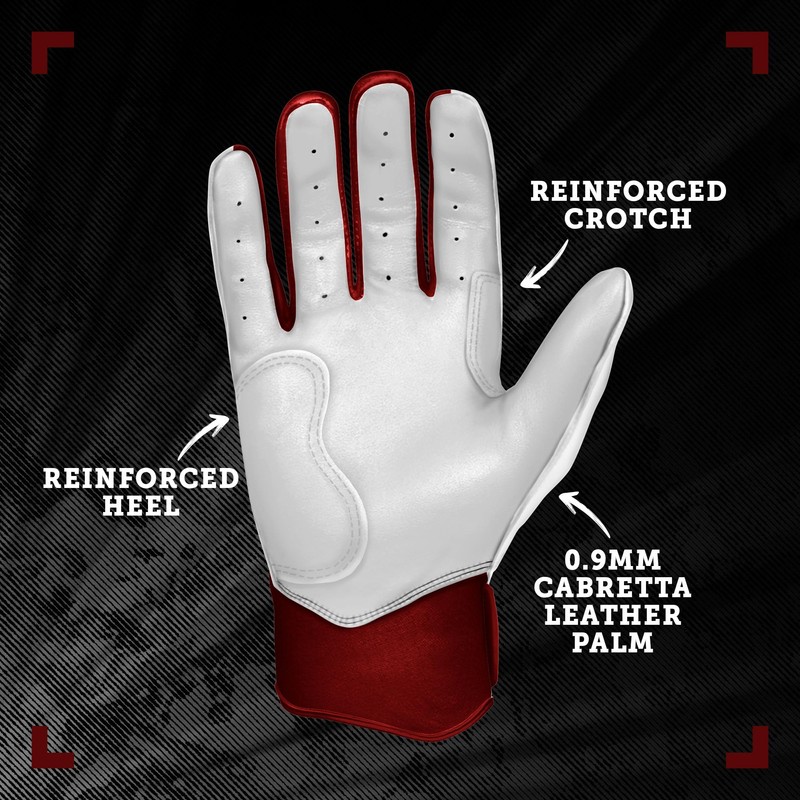 BRUCE BOLT Chrome Series Short Cuff Maroon Batting Glove -