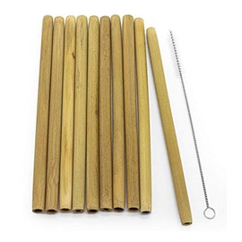 Starfrit Gourmet ECO - Set of 10 Bamboo Straws - 8" - Cleaning Brush - Reusable