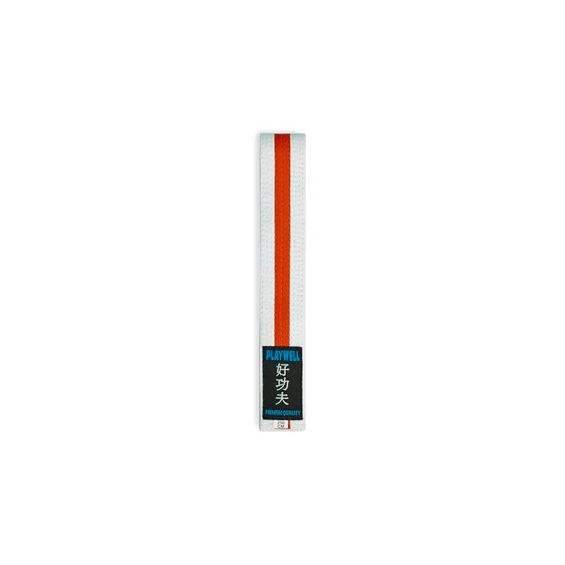 Playwell Martial Arts Cotton White Belt With Coloured Stripes Grading