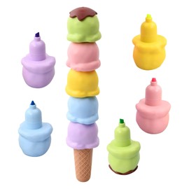 Naseom Highlighter in Ice Shape Highlighter Ice Cream Shape Overlay Colour Highlighter Multicoloured Marker Pens for Drawing Art Coloured Highlighter for School Office Paper