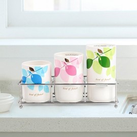 Bluebird Multi-purpose 3-Tier Cutlery Holder / Ceramic Cutlery Holder with Drainage / 파랑새 다용도 3단 수저통  물빠짐 도자기수저통