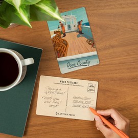 Door County, Wisconsin, Lobster Boat Fishing (4x6 Birch Wood Postcards, 2-Pack Stationary, Rustic Home Wall Decor)