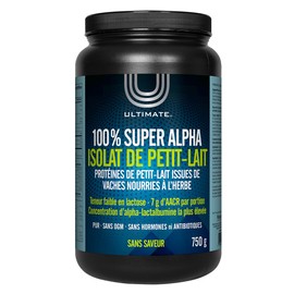 Ultimate 100% High Alpha Whey Isolate Protein Powder, Unflavoured, 750g, High Performance, Grass-fed, Low Lactose, Highest Alpha-Lactalbumin, 7g of BCAA per serving