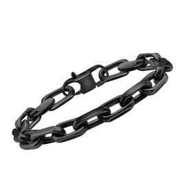 VNOX Black Paperclip Bracelets for Men - Cool Mens Bracelets Diamond-Cut Paperclip Solid Chain Bracelet Chunky Stainless Steel Jewelry Trendy Gifts,8.3