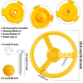 Haconba 2 Pack Steering Wheel Playset Plastic Pirate Ships Wheel with Mounting Tools for Kids Playground Outdoor Gym (Blue, Yellow)