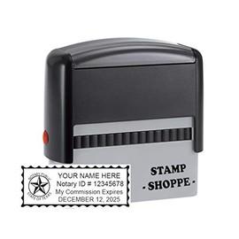 Texas Notary Grey Stamp Self Inking | Printy 4913, 2.3x0.81 Inch Rectangular Prints | Texas (Stamp with 1oz of Refil Ink)