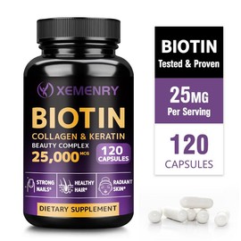 Biotin, Collagen & Keratin 25000MCG, Hair Growth Support, Skin & Nail Beauty, 120 Softgels Supplement:_120Capsules