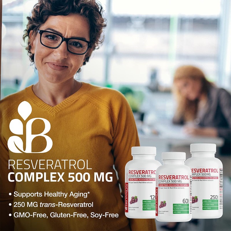 Bronson Resveratrol 500 Complex Standardized Trans-Resveratrol + Grape Seed &