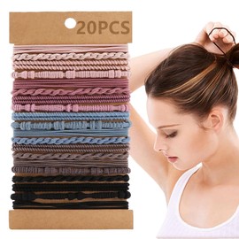 Boho Hair Ties | 20 Cute Soft Braided Hair Elastics Ropes,Hair Ties No Damage for Women Girls, Daily Scrunchies for Thick Hair, Dual-Use Hair Ties Accessories