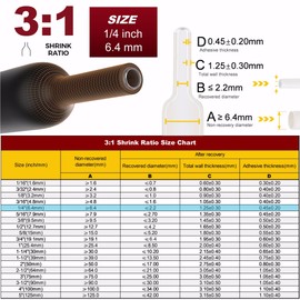 CUBEFELLER® 3:1 Ratio 1/4 Inch (6.4mm) White Heat Shrink Tubing - 20ft (6.1M Total Length), Marine Grade Waterproof Adhesive Lined, Insulation Sealing Oil-Proof Wear-Resistant,ET2064W
