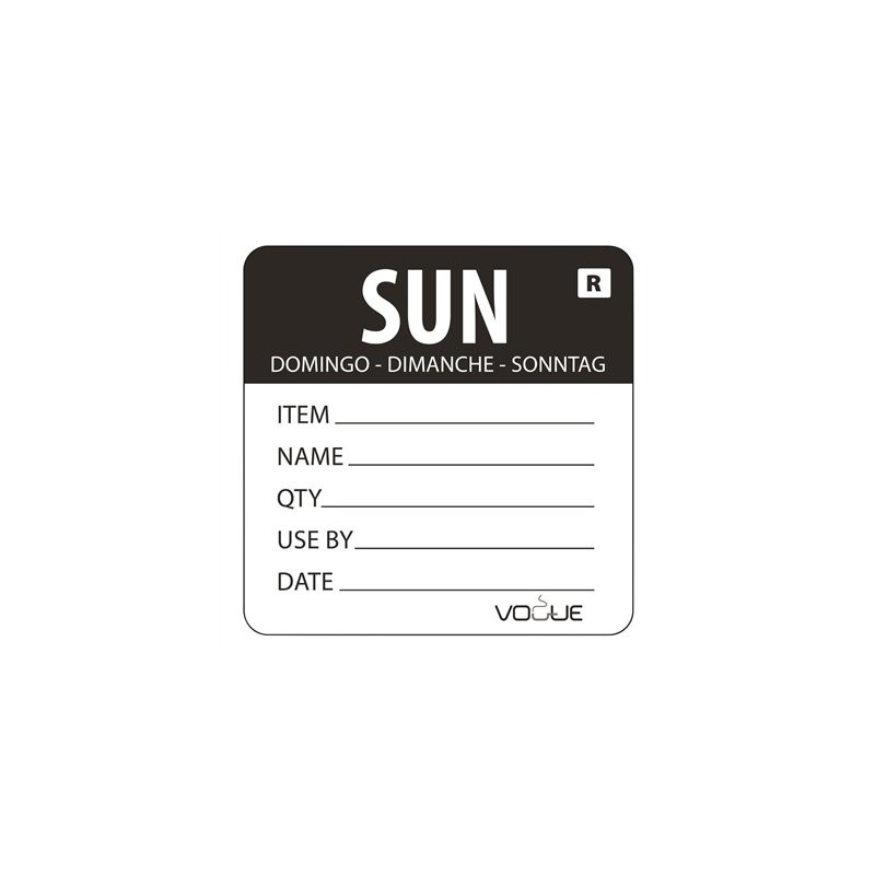 Sunday Day of the Week Label Sunday - Black.
