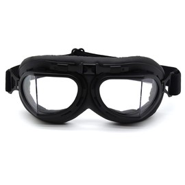 kucehiup Vintage Aviator Goggles Motorcycle Goggles (Black frame clear lenses)