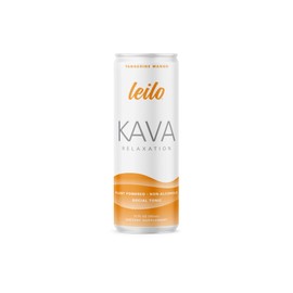 LEILO | Kava Powered Sparkling Relaxation Drink | Tangerine Mango 12-Pack – Non-ALC Calming Beverage | 12 fl oz Cans (Pack of 12) | Packaging May Vary