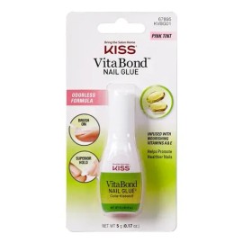 Pegamento De Uñas en Brocha Kiss Vitablond Nail Glue Vitamina A y E 5gr