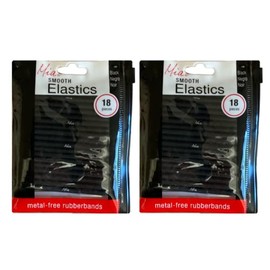 Mia Beauty Smooth Elastics Metal-free Rubber Bands Hair Ties Elastic Hair Accessories for Women, Teens, Girls, Thick Hair 2 Packs/36 Pieces - Black