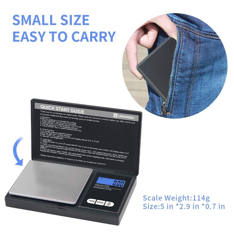 UNIWEIGH Gram Scale,200 gx0.01 g(7.05 oz x 0.001 oz) Digital