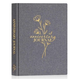 Lanpn Wedding Anniversary Journal Notebook - Linen First Year to 70th Anniversary Scrapbook Memory Book for Couples - Newlywed Marriage Journal Wedding Anniversary Book Gifts (Grey, 190 Pages)