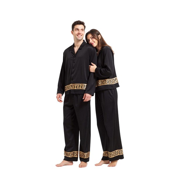neilgo Mens Pajamas Set Luxurious Satin Matching Pajamas for Couples