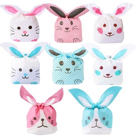 Pack of 32 8 Designs Gift Bags Easter Candy Bags Rabbit Ears Birthday Gift Bags for Children's Birthday Party Bags Children Party Christmas Candy Bag Gift Bag Party Bags