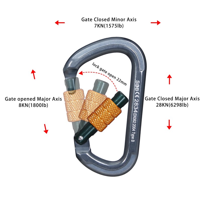 Climbing Carabiners, Auto Locking Carabiner Clips Heavy Duty for Rock
