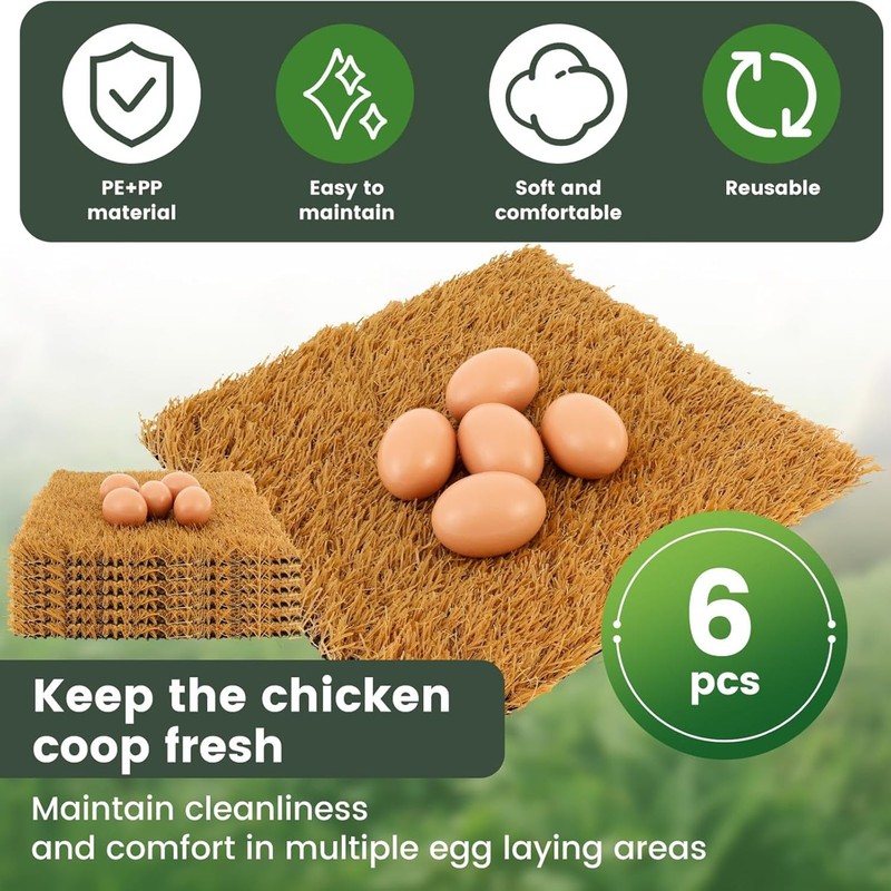 Nesting Pads for Chicken Coop Accessories, 6 Pack 12"x 12"