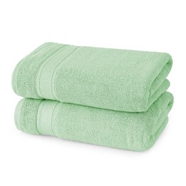 MoNiBloom 2-Piece 100% Cotton Bath Sheet Set for Bathroom Home Hotel Spa Gym Yoga Shower Highly Absorbent Ultra Soft Quick-Dry (Mint Green)