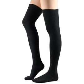Women Non Slip Thigh High Socks Fashion Tube Stockings above Knee Cosplay Socks (One Size, A 1 Pack Black)