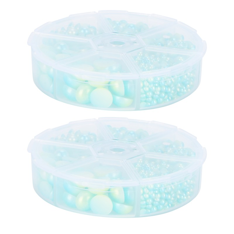 2Boxes Gradient Imitation Pearl Semicircular Nonporous Flat Back Decorative Accessories