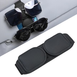 Kytpyi Glasses Holder for Car, Sunglasses Holder Car, Magnetic Glasses Holder Car Sun Visor, Scratch-Resistant Leather Sunglasses Holder Car for 2 Pairs of Glasses Cards Ticket (Black)