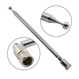 FM Radio Antenna Telescopic 7 Section Rod Antenna with 3 Conversion Connectors Indoor High Sensitivity Portable Easy Installation Plug and Play Durable