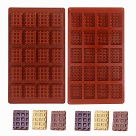 HYCSC Silicone Waffle Mold, 20 Cavities Mini Square Waffle Maker Silicone Mold, Non-Stick Waffle Tray for Making Waffle Cookie, Chocolate, Candy, Soap, Wax Mold(2Pcs)