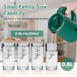 Small Electric Tea Kettle Stainless Steel, 0.8L Portable Mini Hot Water Boiler Heater, Travel Electric Coffee Kettle with Auto Shut-Off & Boil Dry Protection (Green)