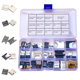 JTSNERU TF SD SIM Memory Card Slot Card Socket Assorted Kit, Micro TF SD SIM Card Connector Holder Memory Card Slot Holder Sockets PCB Mount Connector (JTS-TF)