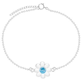 LOVE YOUR CITY Small Flower Bracelet Jewellery Gifts for Girls Children Lovingly Crafted Children's Jewellery Made of 925 Sterling Silver with Enamel. Adjustable 14-17 cm, Silver