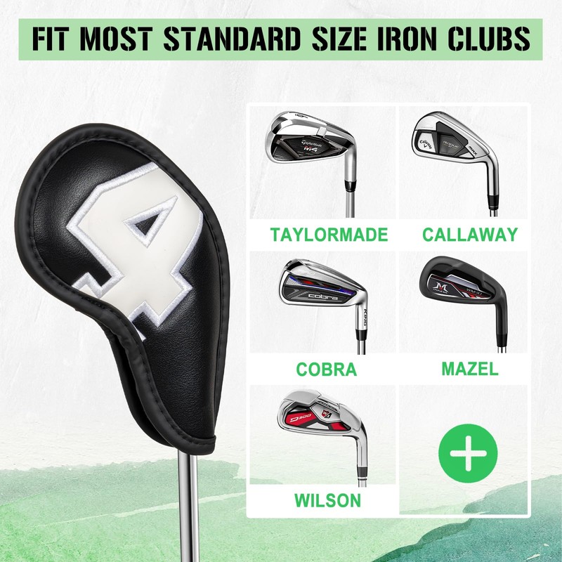 Golf Iron Club Head Cover 10pcs/set 4-9,P,A,S,X Magictape Colorful Big