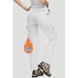 MAGCOMSEN Snow Pants Women Waterproof Insulated Outdoor Snow Softshell Pants Cold Outdoor Fleece Fleece Lined Pants White, S