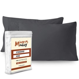 Minor Monkey 1000 TC King Size Pillow Case Set of 2 100% Egyptian Cotton Pillowcases Perfect Pillow Covers for Home Hotels & Hospital - Use Soft King Size Pillows Sateen Dark Grey Cooling Cover