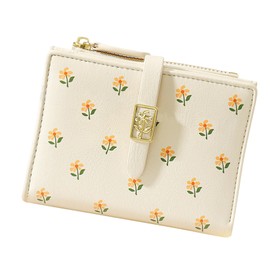 Xetpc Coin Purse, Women's Small Flower Wallet Compact Bi-fold Ladies Wallet, Cash Pocket Card Purse Card Holding Bag with Zip for Women Travelling Money Bag