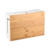 Bamboo Cable Management Box with Magnetic Lid & Ties -