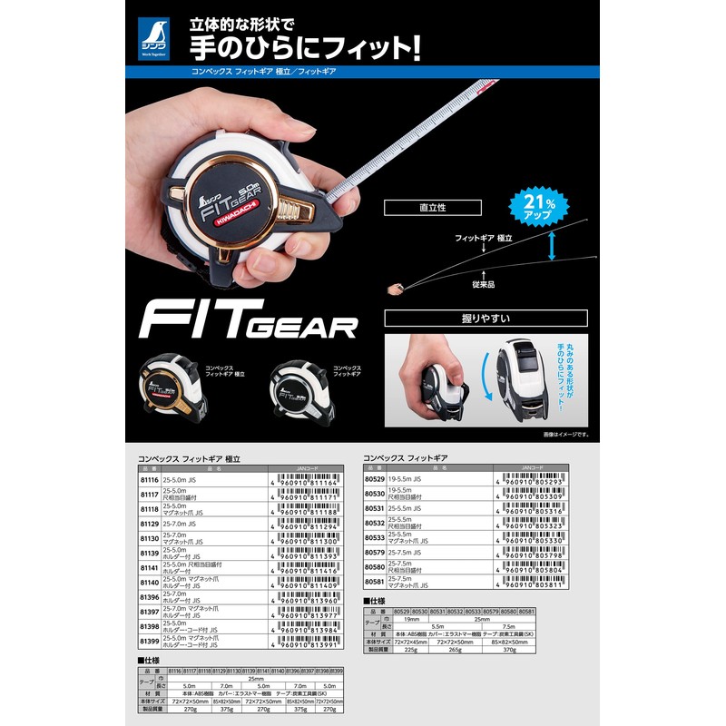 Shinwa Sokutei JIS 81118 Convex Fit Gear Ultimate 9.5 -
