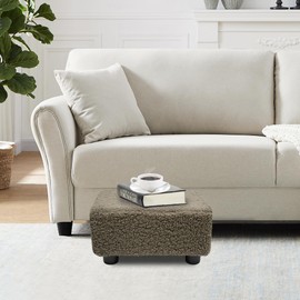 CAROLMADE Small Foot Stool Ottoman 15.4" Footstool with Legs Under Desk Footrest for Living Room Bedroom and Office, Soft Coffee