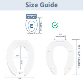 Commercial Toilet Seat Front Open, Toilet Seat Public 18.5 Inch Elongated Toilet Seat for Church, School, Hospital, Office,Heavy Duty Toilet Lid Common(White, Pack of 2)