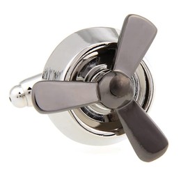 Rotatable Propeller Gun Black and Silver Cufflinks – Stylish Mechanical Design, Men’s Accessory, Great Gift for Aviation and Nautical Enthusiasts Cuff Links